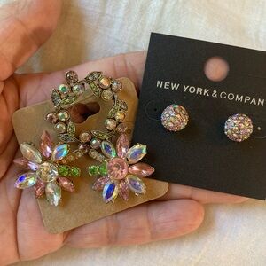 Pastel Colors Bundle of 2 Pairs of Earrings and a Pin‎ Jewelry Lot